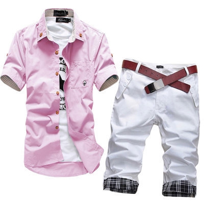 Мъжки нов летен комплект риза и къси панталони