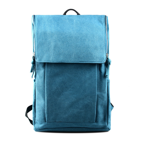 Мъжка раница в два цвята - светло син и кафяв , удобна, ежедневна подходяща за пътуване и ежедневие