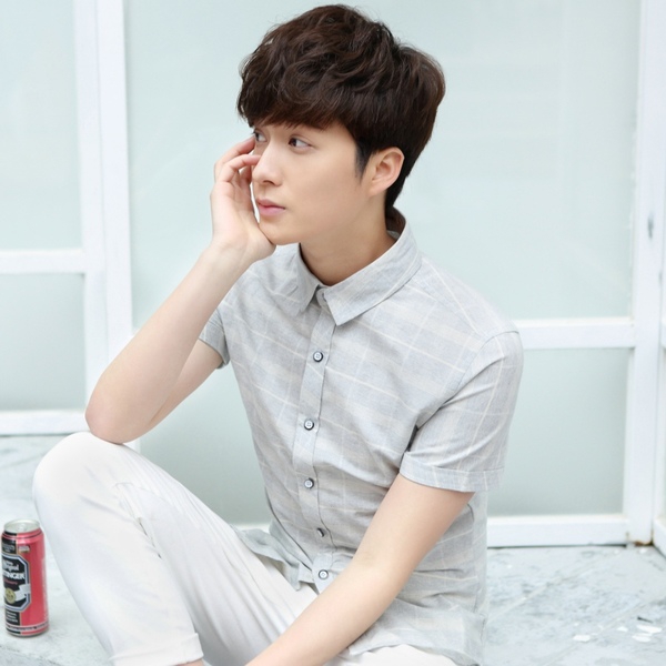 Καρό πουκάμισα ανδρικά, βαμβακερά με  κοντό μανίκι - τρία φωτεινά και φρέσκα μοτίβο σε μπλε και πράσινα χρώματα