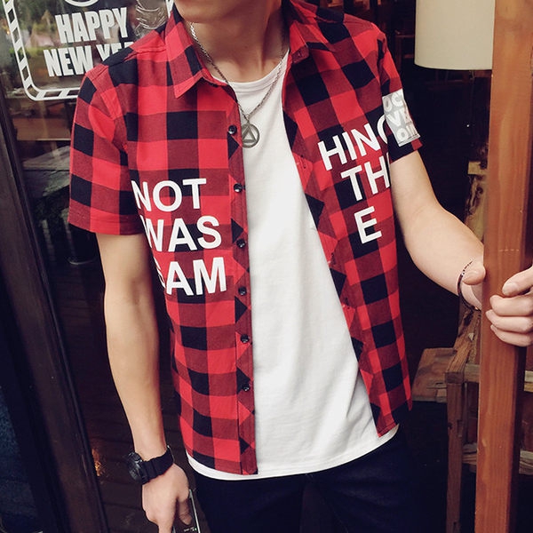 Мъжки карирани ризи - летни и с къс ръкав - три добри модели с принт - малки и голями размери