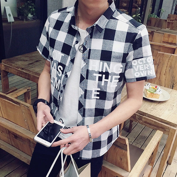 Мъжки карирани ризи - летни и с къс ръкав - три добри модели с принт - малки и голями размери