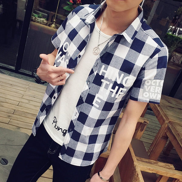 Мъжки карирани ризи - летни и с къс ръкав - три добри модели с принт - малки и голями размери