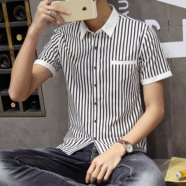 Λεπτά επίσημα πουκάμισα καρό ανδρών - 3 μοντέλα με λευκό-κόκκινο, λευκό-μπλε και λευκό ριγέ μαύρο