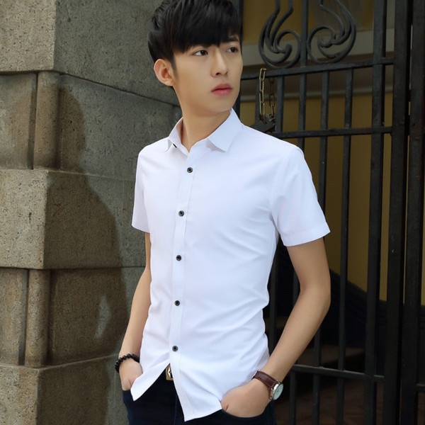 Ανδρικό λεπτό κοντομάνικο πουκάμισο - κόκκινο, λευκό, μπλε