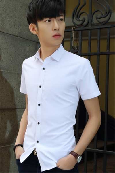 Ανδρικό λεπτό κοντομάνικο πουκάμισο - κόκκινο, λευκό, μπλε