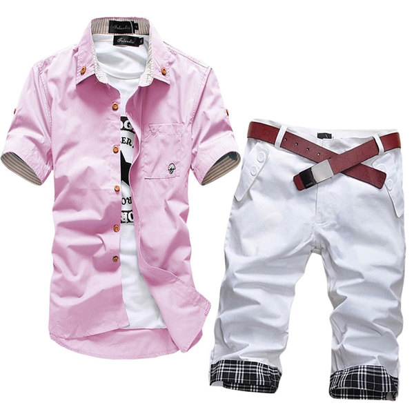 Мъжки модерни комплекти риза и къси панталони-23 различни топ модела.