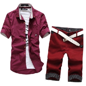 Мъжки модерни комплекти риза и къси панталони-23 различни топ модела.