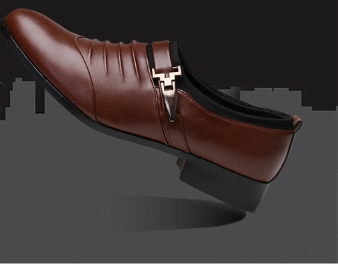 Мъжки официални обувки изработени от изкуствена кожа с ток - 3 модела 
