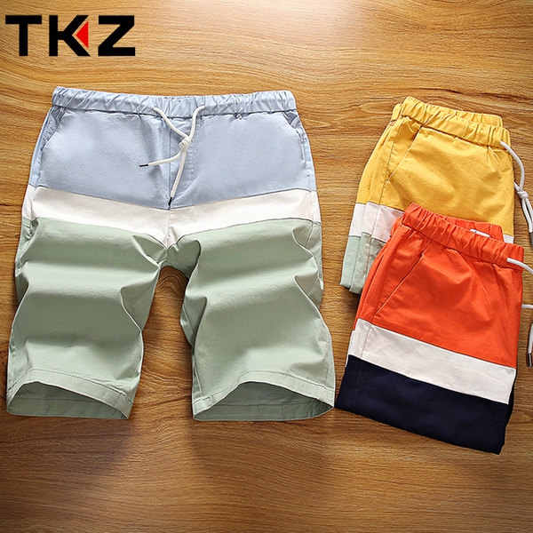 Мъжки летни къси еластични плажни панталони - три шарени модела