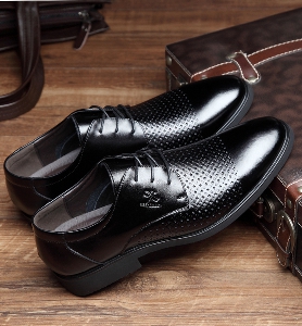 Мъжки летни дишащи официални обувки с връзки изработени от изкуствена кожа - 3 модела 