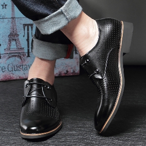 Летни дишащи мъжки обувки изработени от изкуствена кожа  в черен и кафяв цвят 