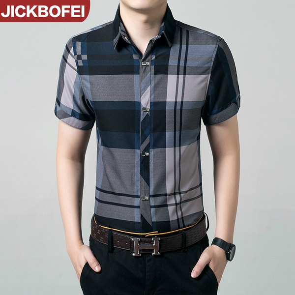 Мъжки слим ризи с къс ръкав - шарени и памучни в два модела