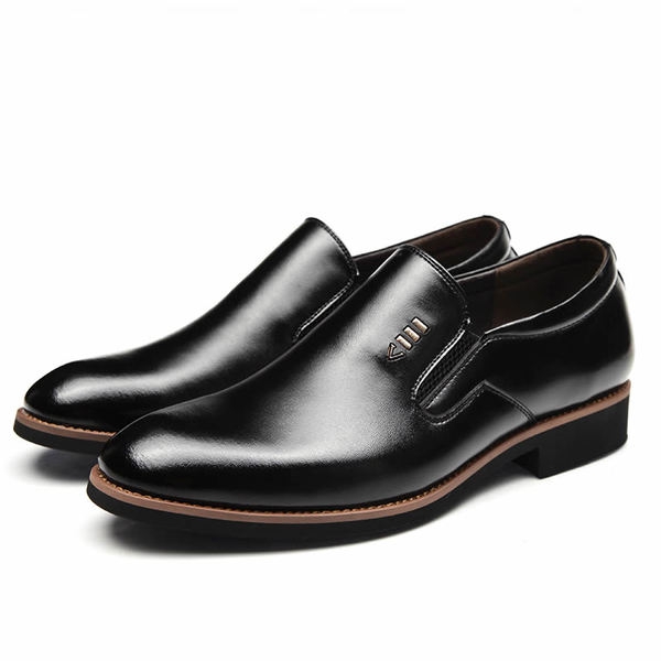 Официални мъжки обувки с ток изработени от изкуствена кожа без връзки - 2 модела 