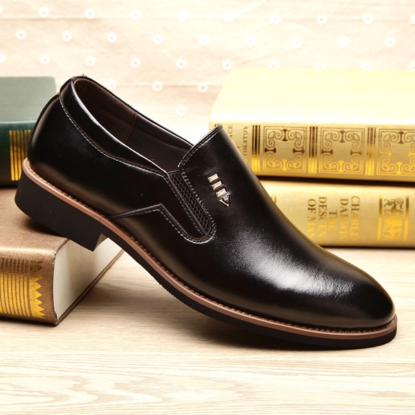 Официални мъжки обувки с ток изработени от изкуствена кожа без връзки - 2 модела 