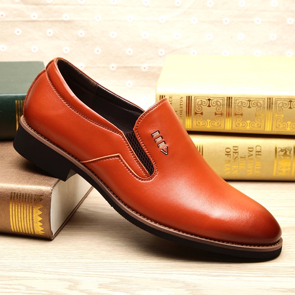 Официални мъжки обувки с ток изработени от изкуствена кожа без връзки - 2 модела 