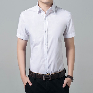 Мъжки летни ризи с къс ръкав - съчетание от различни материали: полиестър 65 % и памук  - лилави, розови, черни, тъмносини