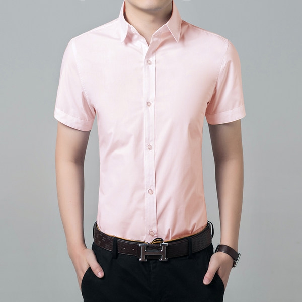 Ανδρικά πουκάμισα καλοκαίρι - συνδυασμός από διαφορετικά υλικά: 65% πολυεστέρας και βαμβάκι -  σε μοβ, ροζ, μαύρο, μπλε