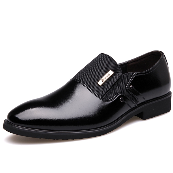 Επίσημα παπούτσια από τεχνητό δέρμα για άνδρες - μαύρο και καφέ χρώμα