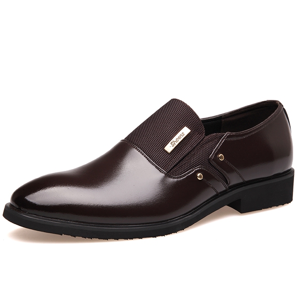 Επίσημα παπούτσια από τεχνητό δέρμα για άνδρες - μαύρο και καφέ χρώμα