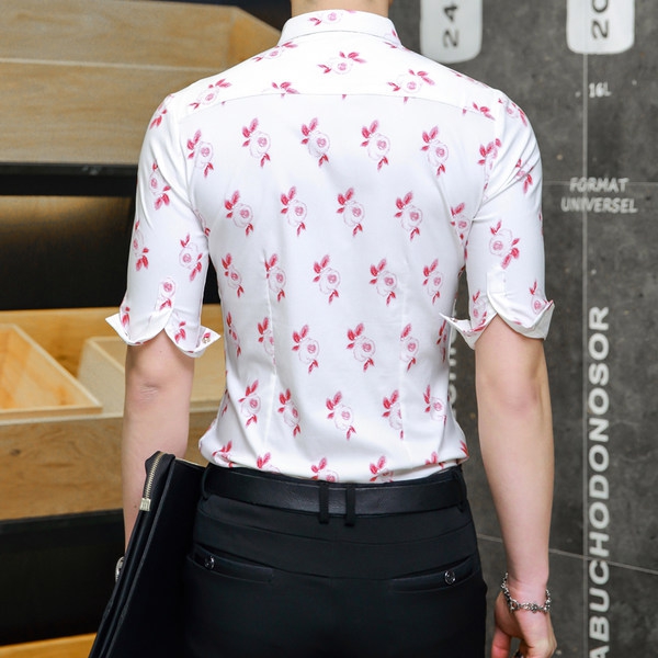 Καλοκαιρινά ανδρικά πουκάμισα - λευκό, κόκκινο κρασί και μπλε με πολύχρωμα prints