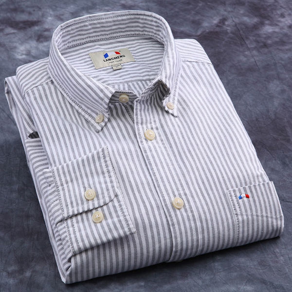 Мъжки ризи с дълъг ръкав - летни, есенни, пролетни - `Оксфорд` - розови, сини, черни, бели - едноцветни и с точки