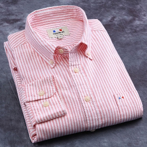 Мъжки ризи с дълъг ръкав - летни, есенни, пролетни - \'Оксфорд\' - розови, сини, черни, бели - едноцветни и с точки