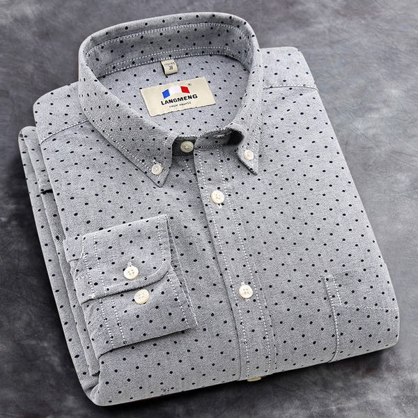 Мъжки ризи с дълъг ръкав - летни, есенни, пролетни - `Оксфорд` - розови, сини, черни, бели - едноцветни и с точки