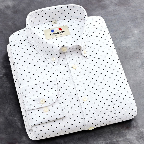 Мъжки ризи с дълъг ръкав - летни, есенни, пролетни - `Оксфорд` - розови, сини, черни, бели - едноцветни и с точки