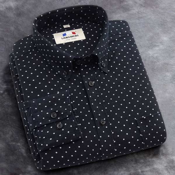 Мъжки ризи с дълъг ръкав - летни, есенни, пролетни - `Оксфорд` - розови, сини, черни, бели - едноцветни и с точки