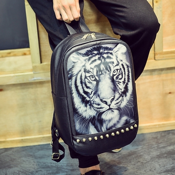 Σακίδια δερμάτινα για άνδρες σε 2 μοντέλα - τίγρη και λύκος