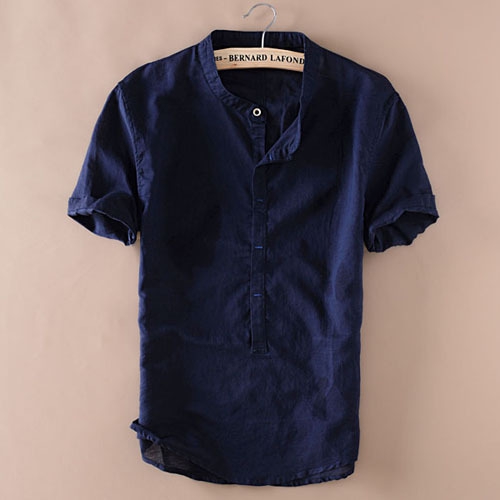 Мъжки памучни ризи с къс ръкав в пет цвята.