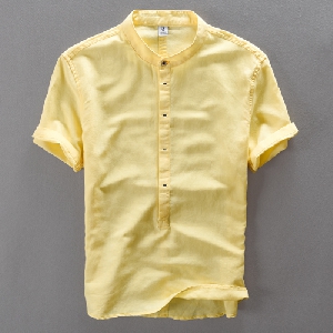 Мъжки памучни ризи с къс ръкав в пет цвята.
