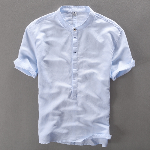 Мъжки памучни ризи с къс ръкав в пет цвята.