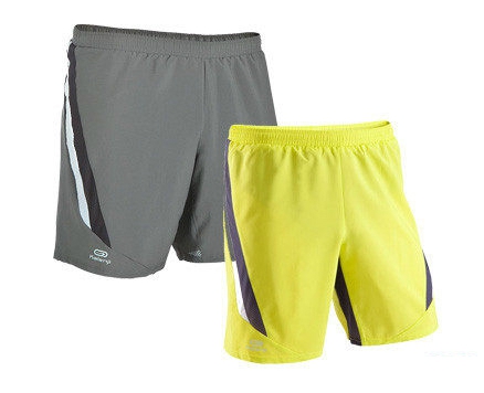 Ανδρικά σύντομα αθλητικά παντελόνια τζόκινγκ σε κίτρινο και γκρι χρώμα -πολυεστέρας