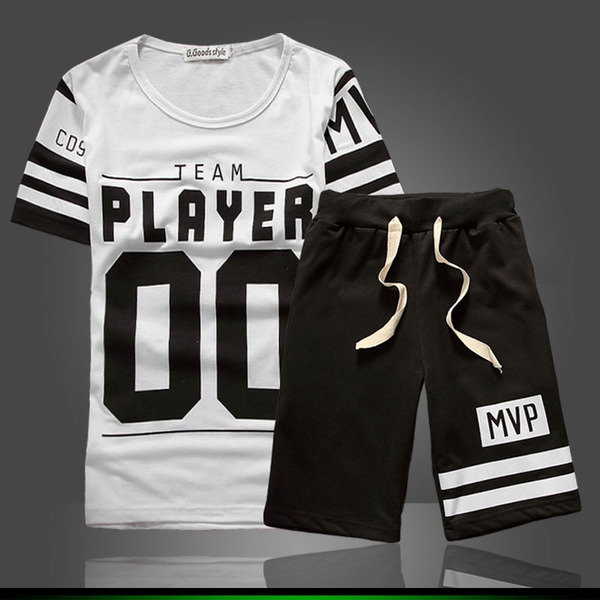 Ανδρικά  αθλητικά καλοκαιρινά σπορ φόρμες, κοντό μανίκι και σορτς: Μαύρο, Γκρι, Πράσινο, Κόκκινο, Μπλε χρώμα