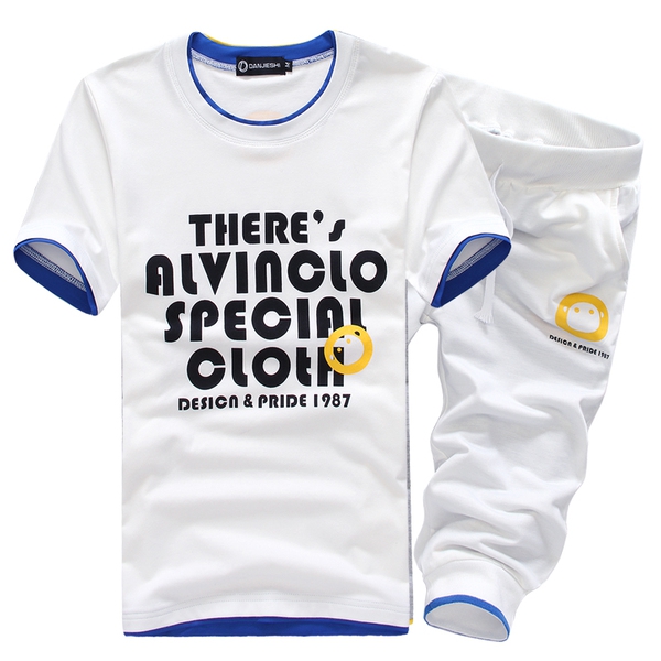 Ανδρικά  αθλητικά καλοκαιρινά σπορ φόρμες, κοντό μανίκι και σορτς: Μαύρο, Γκρι, Πράσινο, Κόκκινο, Μπλε χρώμα