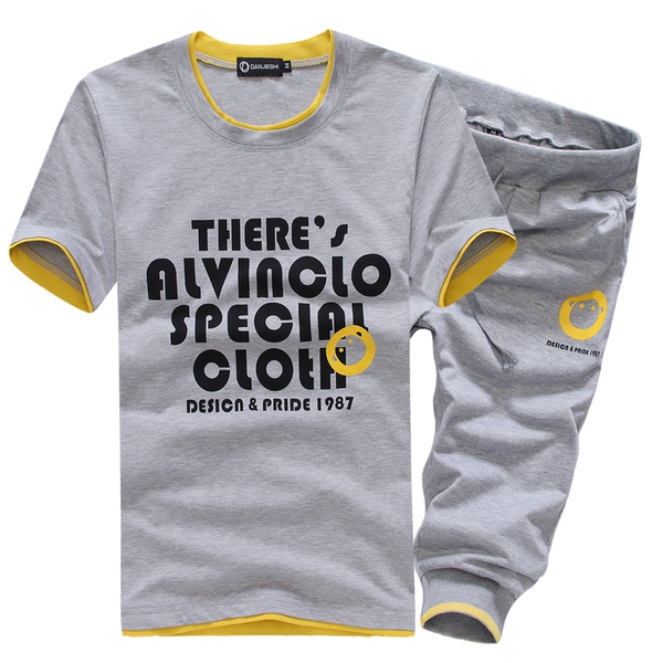 Ανδρικά  αθλητικά καλοκαιρινά σπορ φόρμες, κοντό μανίκι και σορτς: Μαύρο, Γκρι, Πράσινο, Κόκκινο, Μπλε χρώμα