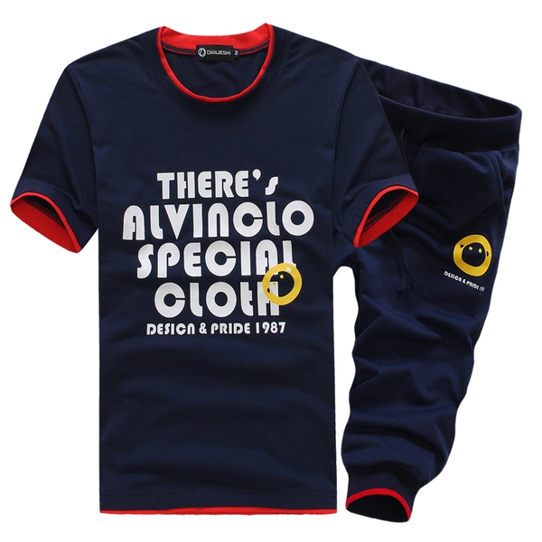 Ανδρικά  αθλητικά καλοκαιρινά σπορ φόρμες, κοντό μανίκι και σορτς: Μαύρο, Γκρι, Πράσινο, Κόκκινο, Μπλε χρώμα