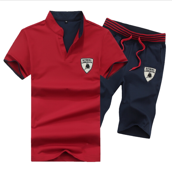 Ανδρικά  αθλητικά καλοκαιρινά σπορ φόρμες, κοντό μανίκι και σορτς: Μαύρο, Γκρι, Πράσινο, Κόκκινο, Μπλε χρώμα