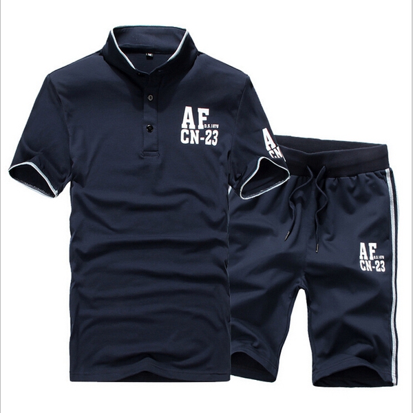 Ανδρικά  αθλητικά καλοκαιρινά σπορ φόρμες, κοντό μανίκι και σορτς: Μαύρο, Γκρι, Πράσινο, Κόκκινο, Μπλε χρώμα