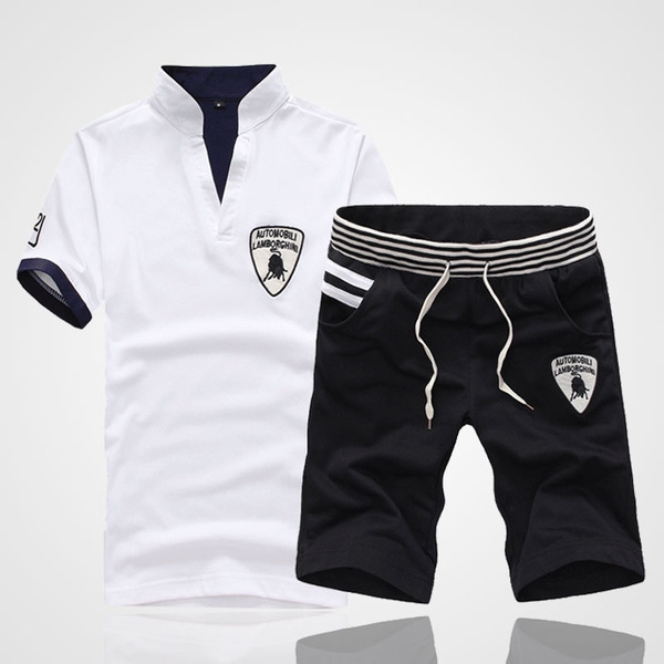 Ανδρικά  αθλητικά καλοκαιρινά σπορ φόρμες, κοντό μανίκι και σορτς: Μαύρο, Γκρι, Πράσινο, Κόκκινο, Μπλε χρώμα