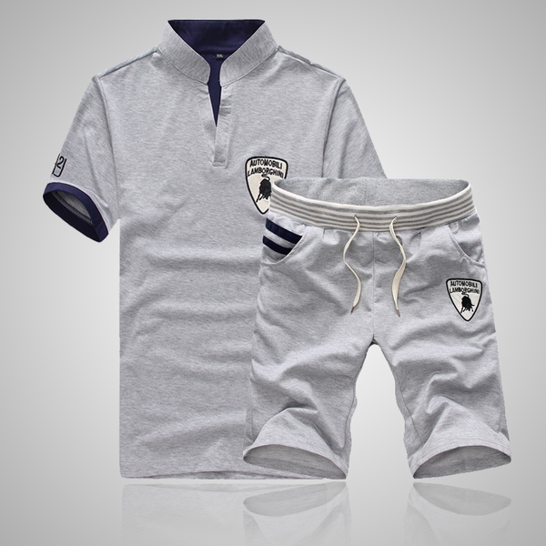 Ανδρικά  αθλητικά καλοκαιρινά σπορ φόρμες, κοντό μανίκι και σορτς: Μαύρο, Γκρι, Πράσινο, Κόκκινο, Μπλε χρώμα