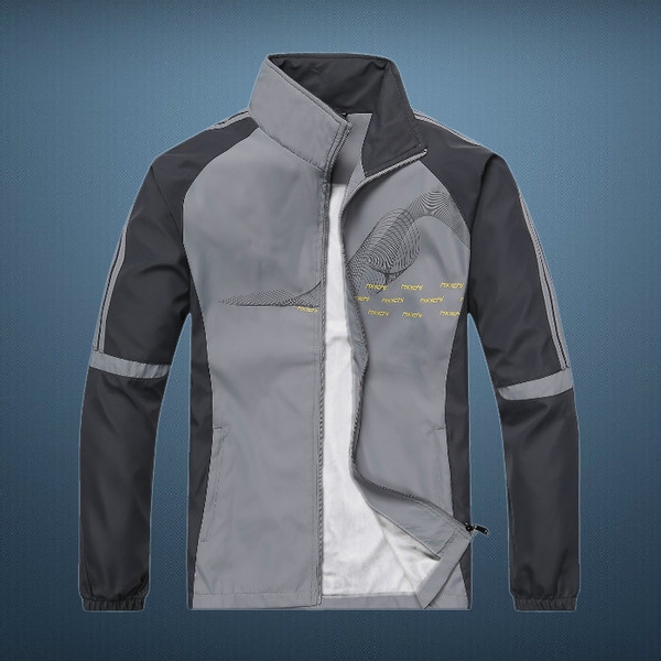 Мъжки тънки спортни джогинг якета: два модела сини и сиви пролет и есен полиестър 