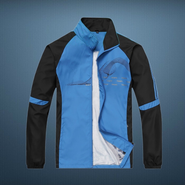 Мъжки тънки спортни джогинг якета: два модела сини и сиви пролет и есен полиестър 
