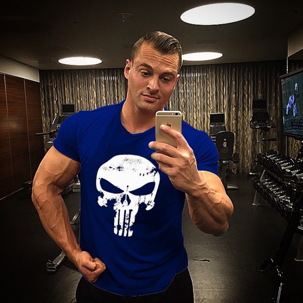 Αθλητικά ανδρικά t-shirts κατάλληλα για γυμναστήριο σε μπλε, άσπρο, μαύρο, κόκκινο και γκρι χρώμα