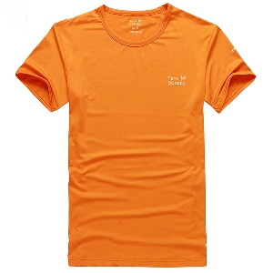 Ανδρικά αθλητικά καλοκαιρινά ελαστικά T-shirts  με κοντό μανίκι σε πράσινο, πορτοκαλί γκρι λευκό χρώμα