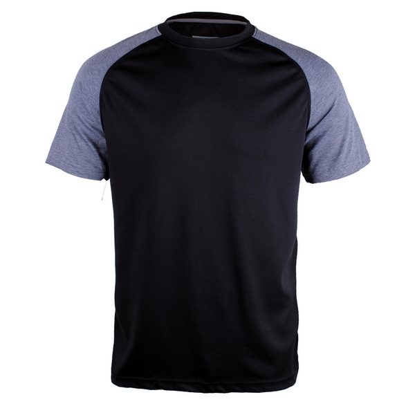 Ανδρικά καλοκαιρινά σπορ κοντομάνικα μπλουζάκια από μπλε πολυεστέρα σε μαύρο, κόκκινο κρασί, μαύρο χρώμα με γκρίζα μανίκια