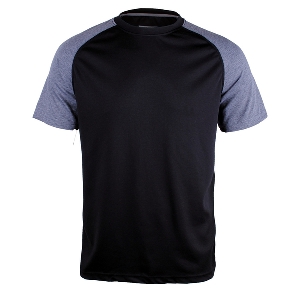 Ανδρικά καλοκαιρινά σπορ κοντομάνικα μπλουζάκια από μπλε πολυεστέρα σε μαύρο, κόκκινο κρασί, μαύρο χρώμα με γκρίζα μανίκια