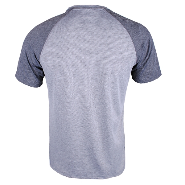 Ανδρικά καλοκαιρινά σπορ κοντομάνικα μπλουζάκια από μπλε πολυεστέρα σε μαύρο, κόκκινο κρασί, μαύρο χρώμα με γκρίζα μανίκια