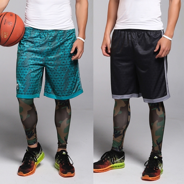 Καλοκαιρινά ανδρικά σορτς για μπάσκετ για αθλητισμό σε μπλε πράσινο και μαύρο χρώμα